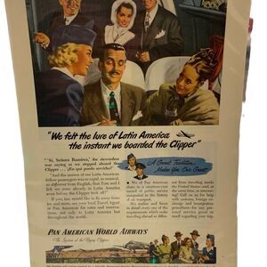 Vintage 1947 Pan Am Pan American World Airways Lire of Latin America Ad Advertis